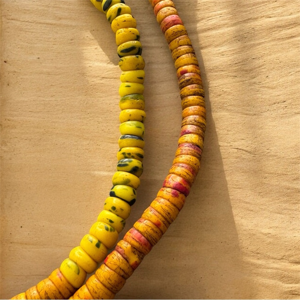 Vintage African Kakamba Prosser Trade Beads – Czechoslovakian Ceramic Disk Glass